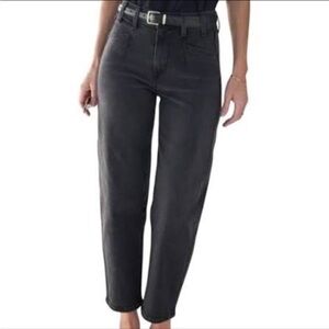 AYR The Beat Barrel Leg Women's Jeans Cropped Ankle Size 30 Grey Black High Rise